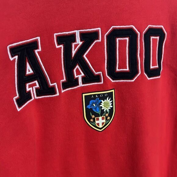 🔥🔥AKOO Brand Red Crew Neck Embroidered Sweater Crewneck Sweatshirt - Men Sz L - Picture 3 of 8